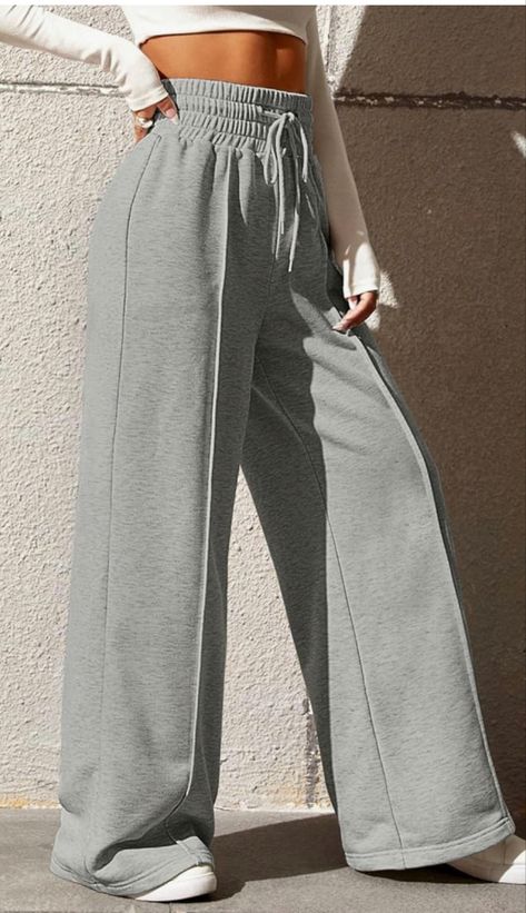 Korean Pants, Cute Sweatpants, Baggy Sweatpants, Wide Leg Sweatpants, Casual Sweatpants, Solid Color Pants, Comfy Pants, Pants With Pockets, Womens Sweatpants