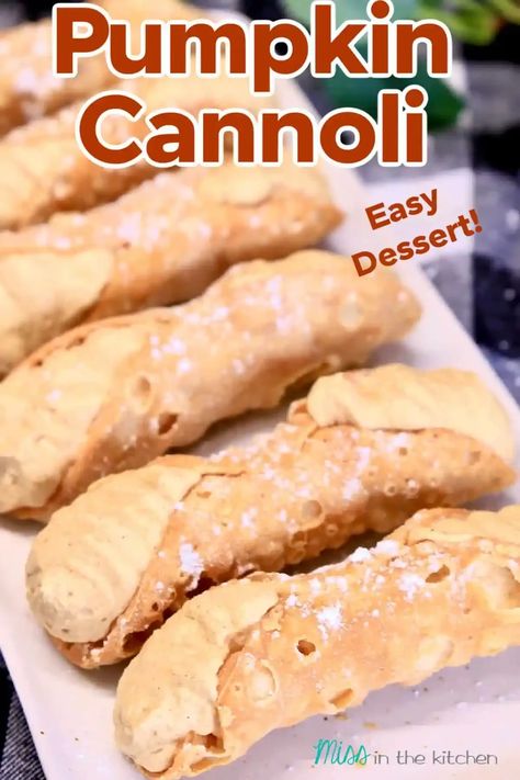 Fluffy Pumpkin Cheesecake, Pumpkin Cannoli, Pumpkin Cheesecake Filling, Fall Desserts Table, Cannoli Shells, Fall Deserts, Cannoli Filling, Cannoli Recipe, No Bake Pumpkin