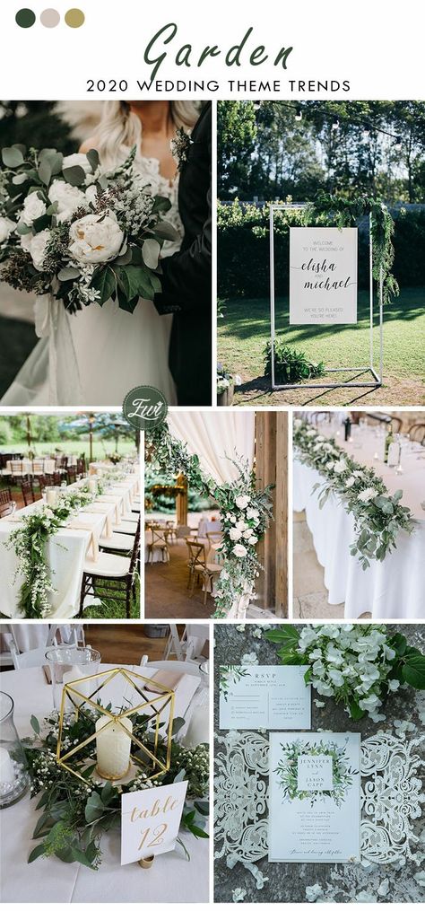 Greenery Theme Wedding, Dekoracije Stola, Timeless Wedding Colors, Secret Garden Wedding Theme, Elegant Greenery Wedding, Garden Wedding Theme, Classic Timeless Wedding, Classic Wedding Themes, Popular Wedding Themes