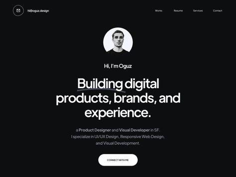 Dark Portfolio Design, Portfolio Landing Page Design, Dark Mode Website, Dark Landing Page, Dark Portfolio, Dark Website Design, Designer Portfolio Website, Dark Website, Modern Landing Page