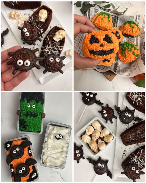 Halloween Mini Loaf Cakes, Amaretto Cupcakes Recipe, Mini Halloween Cakes, Halloween Mini Cakes, Owl Treats, Personal Desserts, Mini Loaf Cakes, Oreo Treats, Pumpkin Mold