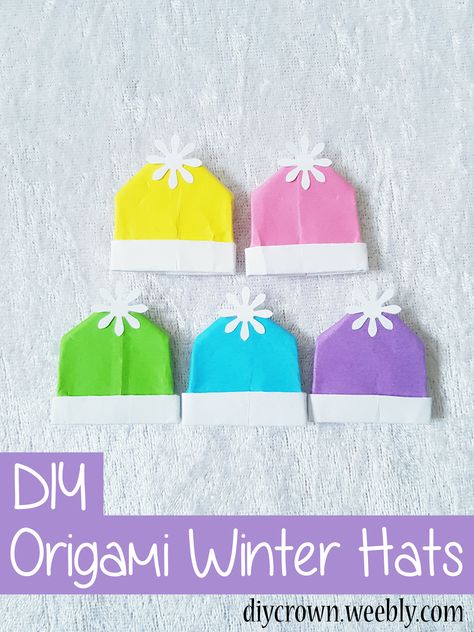 Winter Hat Craft, Origami Hat, Origami Step By Step, Paper Hats, Cute Origami, Origami Paper Art, How To Make Origami, Paper Hat, Head Dress