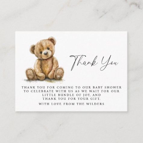 $0.75 | Watercolor Teddy Bear Baby Shower Thank You #cute, modern, watercolor, baby shower thank you, minimal, little bear, gender neutral, baby boy, teddy bear, simple Watercolor Minimal, Baby Boy Teddy Bear, Watercolor Teddy Bear, Teddy Bear Baby Shower Invitations, Shower Products, Watercolor Baby Shower, Baby Shower Thank You Cards, Baby Shower Supplies, Bear Theme