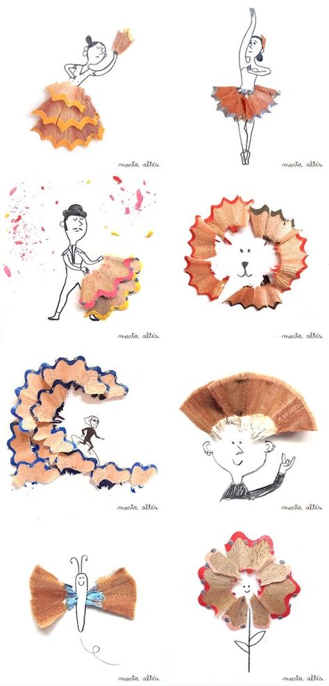 Oh, all the things you can do with pencil shavings! #upcycling #upcycled #art Pencil Creative, Pencil Shavings, Creative Artwork, Recycled Art, Creative Drawing, Teaching Art, Art Plastique, Pencil Art, 그림 그리기