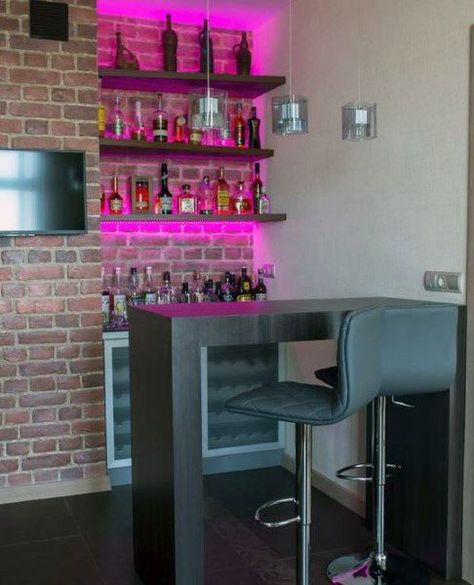 Top 70 Best Home Mini Bar Ideas - Cool Beverage Storage Spots Bar Room Lighting Ideas, Small In Home Bar Ideas, Small Bar Counter Ideas, Minimalist Bar Table, Pink Home Bar, Bar Counter Design Home Modern Small, Small Bar Interior, Small Bar Counter Design Home, Small Bar At Home