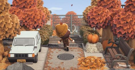 _ Auburn entrance 🍁🍂 Tags🏷️ #animalcrossing #animalcrossingnewhorizons #acnh #nintendo #nintendoswitch #newhorizons #fall #autumn… | Instagram Cony Island, Acnh Entrance, Acnh Autumn, Fall Town, Autumn Instagram, The Burrow, Acnh Ideas, Acnh Inspo, New Animal Crossing