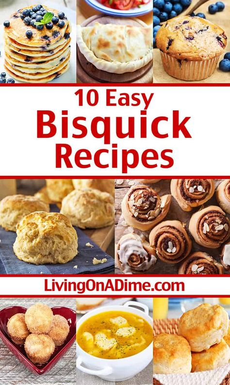 Easy Bisquick Recipes, Popeyes Biscuit Recipe, Bisquick Recipes Dinner, Bisquick Inspired Recipes, Bisquick Mix Recipe, Pancakes Cinnamon, Bisquick Cinnamon Rolls, Jiffy Mix Recipes, Hot Pocket Recipes