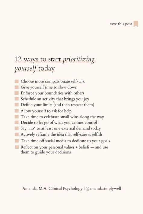 Weekly Priorities Ideas, Ways To Prioritize Yourself, Weekly Priorities List, Ways To Connect With Yourself, Boundary List, How To Grow Yourself, How To Push Yourself, Things To Work On Yourself, Life Priorities List