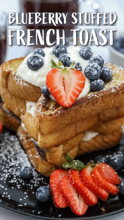 Blueberry Stuffed French Toast Blueberry Stuffed French Toast, French Toast Toppings, Blueberry French Toast Bake, Berry French Toast, Stuffed French Toast Cream Cheese, Fruit Pastries, Stuffed French Toast, Make French Toast, Texas Toast