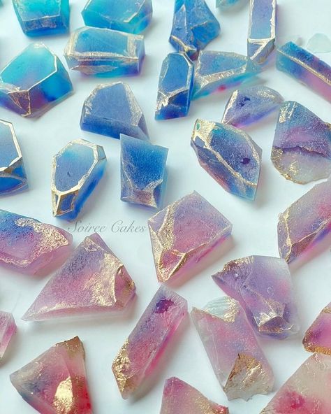 handmade candy • Instagram Silky Gem Candy, Japanese Crystal Candy, Japanese Candy Recipe, Crystal Candy Recipe, Candies Aesthetic, Kohakutou Candy, Blue Rock Candy, Candy Rocks, Arcane Oc