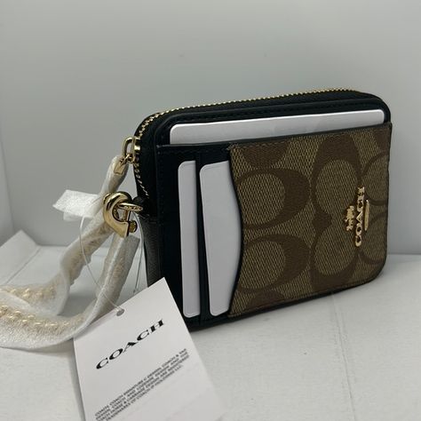 Coach | Accessories | Coach C885 Khaki Brown Leather Card Case Holder Wristlet D12 | Poshmark Luxury Bags Collection, Purse Essentials, Handbag Essentials, Cute Wallets, Cute Car Accessories, Girly Bags, Fancy Bags, Luxury Purses, Leather Card Case