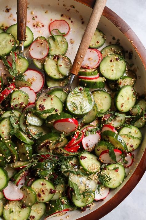 Cucumber Radish Sumac Salad - Something Nutritious Sumac Salad, Cucumber Radish Salad, Chicken Avocado Wrap, Autumn Foods, Almond Flour Chocolate Chip Cookies, Summer Pasta Salad Recipes, Crisp Salad, Main Salad, Radish Recipes