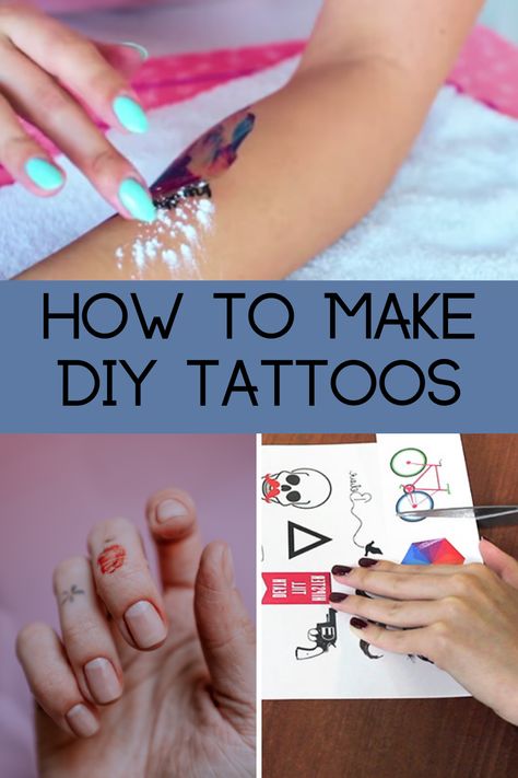 DIY Tattoos - How To Make Them At Home! - TattooGlee How To Make Stick On Tattoos, Homemade Fake Tattoos, Printer Tattoo Diy, Cricut Temporary Tattoo Diy, How To Do Fake Tatoos At Home, How To Get A Fake Tattoo, Cricut Tattoo How To, At Home Temporary Tattoo, How To Make Your Own Fake Tattoo