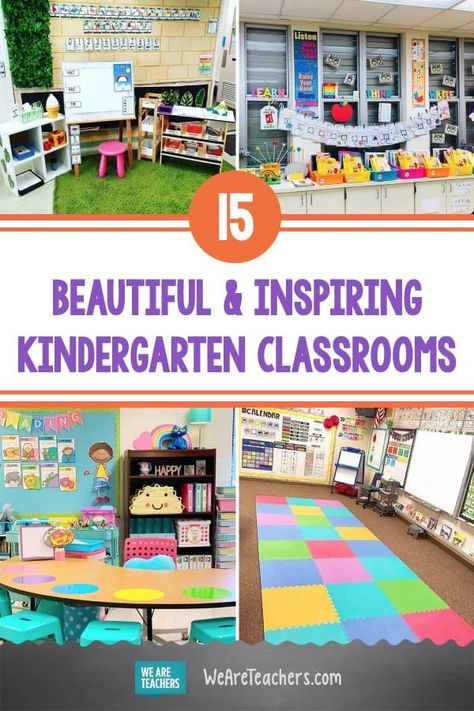 Need a school room makeover for you and your students? Check out this list of inspiring kindergarten classrooms for inspiration. #kindergarten #classroom #classroomideas #classroomsetup #supplies #teaching #teacher #classroomdecor Unique Classroom Themes, Kindergarten Classroom Door, Kindergarten Classroom Layout, Creative Classroom Decor, Kindergarten Door, Kindergarten Classroom Design, Pre Kindergarten Classroom, Preschool Classroom Themes, Kindergarten Classroom Themes