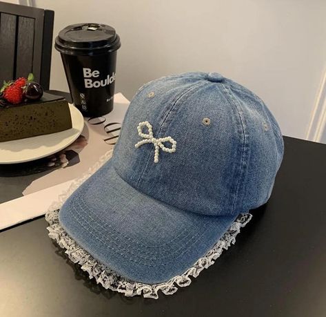 Because plain caps are BORING 🧢 🎀 🛍️ Cute Denim Lace Bow Womens Cap #denimcap #cap #caps #hats #cutehat #kawaiifashion #kpopfashion #kawaiistyle #kpopstyle Cap For Girls Style, Cowboy Hats Women, Plain Caps, Denim Cap, Cute Caps, Bow Women, Fashion D, Bottle Jewelry, Lace Caps