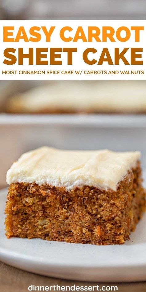 Sheetcake Dessert, Cinnamon Spice Cake, Carrot Sheet Cake Recipe, Carrot Sheet Cake, Brown Butter Cream Cheese Frosting, Brown Butter Cream Cheese, Slab Cake, Carrot Cake Recipe Easy, Butter Cream Cheese Frosting