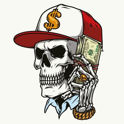 A Skull, Baseball Cap, Baseball, Money