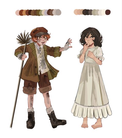 Lil Victorian kids Victorian Clothes Drawing Reference, Victorian Family Aesthetic, Victorian Orphan Aesthetic, Sick Victorian Child Aesthetic, Victorian Drawing Reference, Edwardian Character Design, Victorian Oc Art, Poor Character Design, Victorian Child Aesthetic