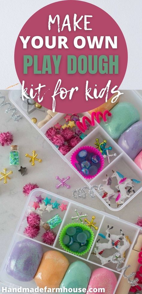 Storing Homemade Playdough, How To Store Homemade Playdough, Sensory Play Dough Kits, Unicorn Playdough Kit, Diy Playdough Kit Party Favor, Diy Playdoh Kits, Sensory Bins To Sell, Play Dough Sensory Kits Diy, Play Doh Sensory Kits