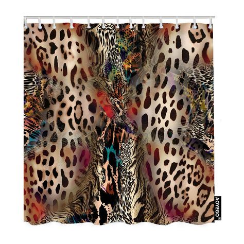 PRICES MAY VARY. 1.SIZE:60x72 Inch（150x180cm）This fabric shower curtain is printed only on front side 2.MATERIAL:This Leopard Print bath shower curtain is made of 100% polyester and harmless to the environment.It's comfortable, soft and smooth to touch 3.FEATURES：This fabric shower curtain is waterproof.The long shower curtain is suitable for bathroom,and it's not Easy to deform and pilling.There's 12 hooks inside with Metal rust-proof buttonhole 4.APPLICABLE PLACE:The long shower curtains fits Bohemian Shower Curtain, Farmhouse Shower Curtain, Long Shower Curtains, Fabric Shower Curtain, Bathtubs, Fabric Shower Curtains, Bath Shower, African Animals, Shower Curtain Sets