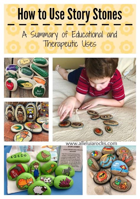 Story Stones, Story Starters, Teaching Children, Hand Painted Stones, Language Development, Early Literacy, Worry Stones, Painted Stones, Educational Activities