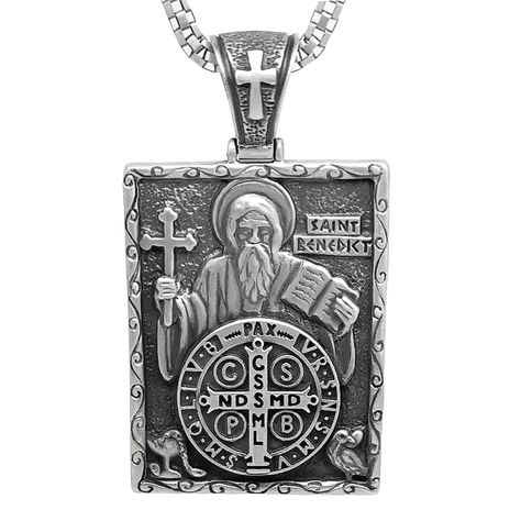 HANDCRAFTED SOLID STERLING SILVER 925 CUSTOM MADE CHRISTIAN ROMAN CATHOLIC “SAINT BENEDICT” RELIGIOUS PENDANT MEDALSecretium. “Saint Benedict” sterling silver pendant . Christians used St. Benedict symbol (medal) due to the belief in its power against evil “devil-chasing medal” . Original unique design with beautiful details and amazing art work . Rare piece, top quality, best craftsmanship, handmade . Intricately detailed lines and antique, rustic finish . Excellent new condition, heavy, stamp Catholic Saint, Sign Of The Cross, Michael Smith, Saint Benedict, St Benedict, Catholic Jewelry, Real Jewelry, Pendant With Chain, Mens Bow Ties