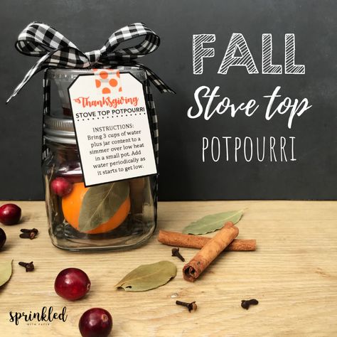 DIY Fall Stove Top Potpourri and Free Printable Favor Tag - Sprinkled with Paper Fall Stovetop Potpourri, Diy Stove Top Potpourri, Stove Potpourri, Free Printable Favor Tags, Diy Stove, Fall Potpourri, Candy Corn Crafts, Potpourri Gift, Stove Top Potpourri