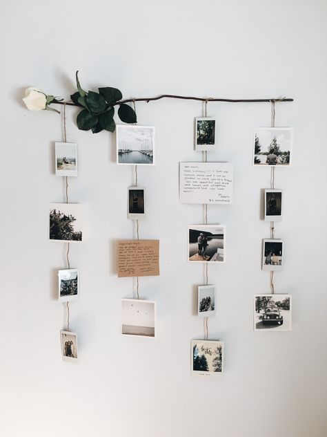 Picture wall, polaroids, Polaroid wall, floral, flowers, rose, pictures, bedroom decor, bedroom pictures, hanging pictures, diy picture display, Polaroid Wall Decor, Polaroid Display, Picture Wall Bedroom, Diy Wall Decor For Bedroom, Polaroid Wall, Camera Angles, Photo Deco, Pictures Bedroom, Diy Wand