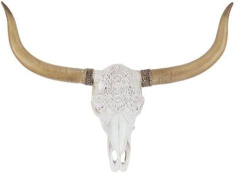 Hobby Lobby Home Decor White Distressed Longhorn Resin Lace Skull With Gold Horns Wall Decor For Western Or Boho Themed Rooms Bull Horns Decor, Horn Decor, Hobby Lobby Home Decor, Southwestern Wall Decor, Cow Skull Decor, Horns Decor, Lace Skull, Skull Wall Decor, Longhorn Skull