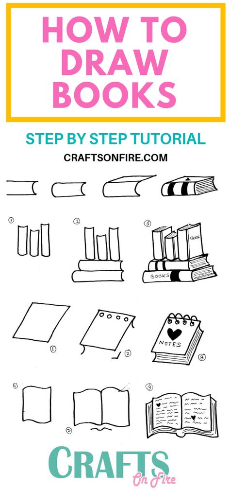 WOW! Don't these book doodles look amazing! Follow this simple and easy guide that will show you how to draw books #drawingtutorial #bulletjournal #doodles Draw A Book, How To Draw Books, Book Doodles, Draw Books, Doodle Art For Beginners, Drawing Books, Easy Books, Doodle Art Journals, Drawing Book