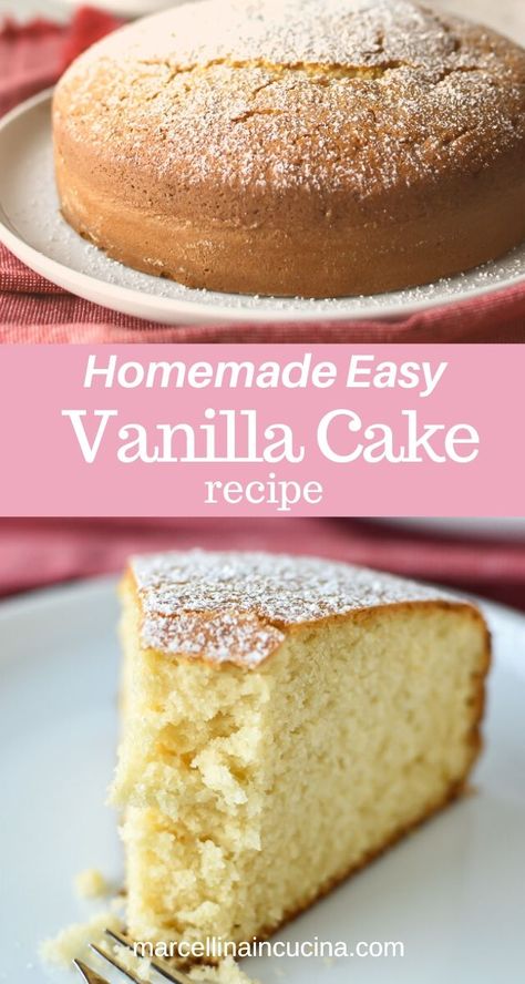 Dessert Recipes Easy Quick, Easy Vanilla Cake, Easy Vanilla Cake Recipe, Recipes Easy Quick, Easy Dessert Recipes Quick, Tea Cakes Recipes, Quick Cake, Recipe Dessert, Vanilla Cake Recipe