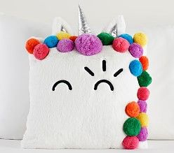 FLOUR SHOP Bedroom | Pottery Barn Kids Teen Throw Pillow, Hello Kitty Pillow, Winky Face, Unicorns And Rainbows, Unicorn Bedroom, Unicorn Pillow, Face Pillow, Color Key, Playroom Furniture