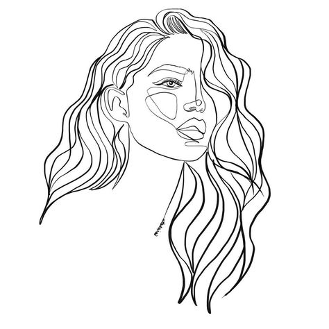 Attabeira One-line Art on Instagram: “Hair for days ✨ . . . . #onelinedrawing #oneline #onelineart #onelinedrawing #illustration #art #onelinerepost #oneliner #onelinedrawing…” Lines In Hair, Line Art Hair, Hair Line Art, Line Drawing Tattoos, One Line Tattoo, Line Face, Face Line Drawing, Female Face Drawing, Woman Line Art