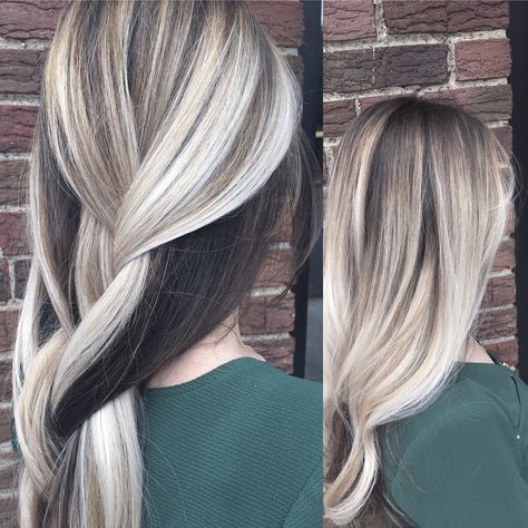 Blonde balayage, icy blonde hair, blonde hair, dark underneath! Blonde Hair Dark Underneath, Balayage Icy Blonde, Blonde Hair With Brown Underneath, Dark Underneath Hair, Brown Hair Underneath, Grey Balayage, Blonde Underneath, Blonde Ombre Hair, Tan Skin Blonde Hair