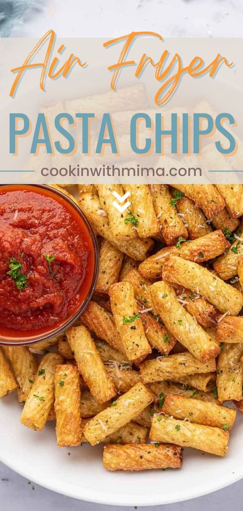 Air Fryer Pasta Chips, How To Cook Noodles, Air Fryer Pasta, Tiktok Pasta, Fried Pasta, Pasta Chips, Low Carb Chicken Parmesan, Cooked Pasta, Tasty Pasta