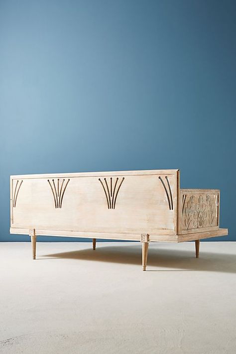 Carved Lovella Daybed | Anthropologie Eastern Architecture, Unique Living Room Furniture, Daybed Lounge, Daybed Canopy, Wooden Daybed, Pretty Furniture, Wood Daybed, Wooden Sideboard, Furniture Rehab