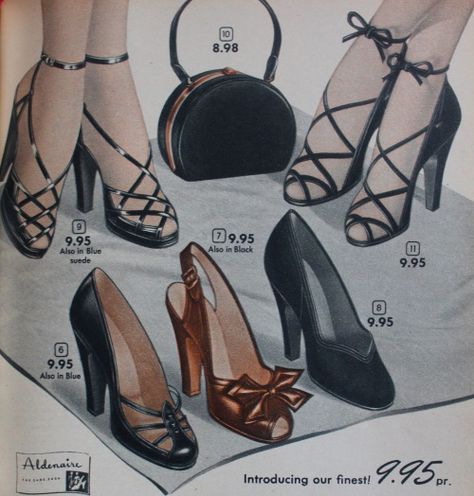 1950s fancy sandal heels                                                                                                                                                     More 1950 Heels, 1950s Shoes Women, 1950 Shoes, 1950s Womens Shoes, 50s Heels, 1950s Heels, 1950s Accessories, 1950s Shoes, 1940s Shoes