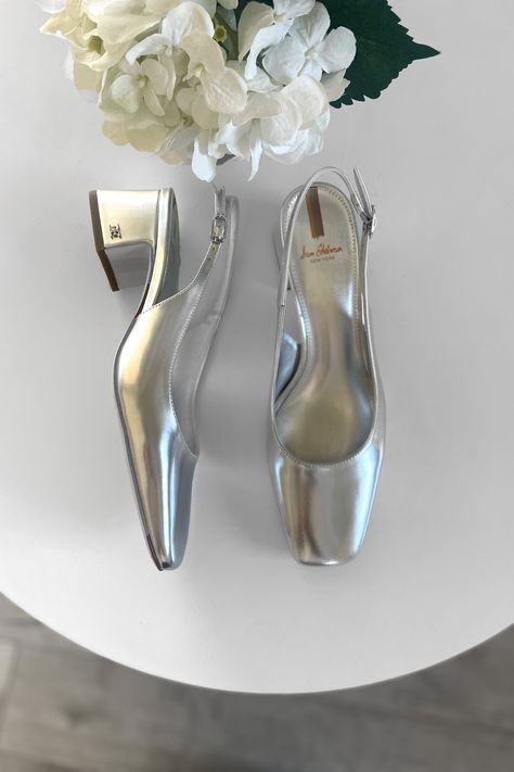 A touch of silver this season with these silver shoes 🩶⚡️ Silver Mary Jane shoes, silver block heel shoes, silver sling back shoes, Mary janes shoes, Parisian shoes, fall shoes, shoes 2024 Metallic Evening Shoes, Silver Mary Jane Shoes, Silver Mary Jane Shoes Outfit, Silver Slingback Heels Outfit, Silver Mary Janes, Silver Mary Janes Outfit, Silver Heels Aesthetic, Slingback Heels Outfit, Silver Shoes Outfit