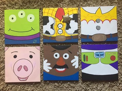 Toy Story Painting Ideas, Toy Story Canvas Painting, Story Painting Ideas, Disney Character Paintings On Canvas, Character Paintings On Canvas, Toy Story Canvas, Toy Story Painting, Story Painting, Disney Canvas Paintings