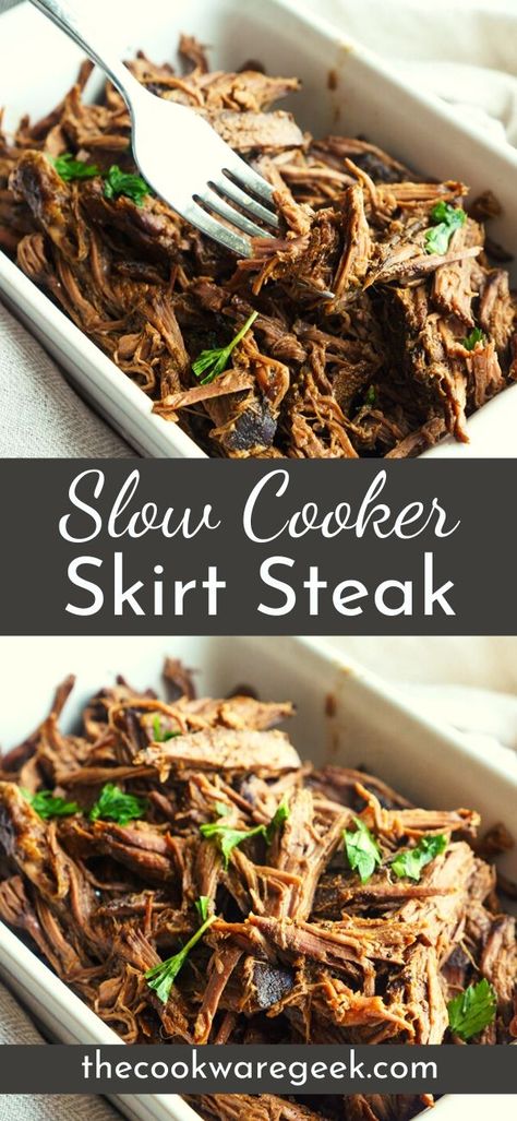 Slow cooker skirt steak or carne asada. This is an easy crockpot recipe for fajitas and tacos. #slowcooker #crockpot #skirtsteak #carneasada Skirt Steak Carne Asada, Carne Asada Slow Cooker, Slow Cooker Skirt Steak, Recipe For Fajitas, Steak Carne Asada, Flank Steak Crock Pot, Easy Carne Asada, Crockpot Steak Recipes, Beef Fajita Recipe