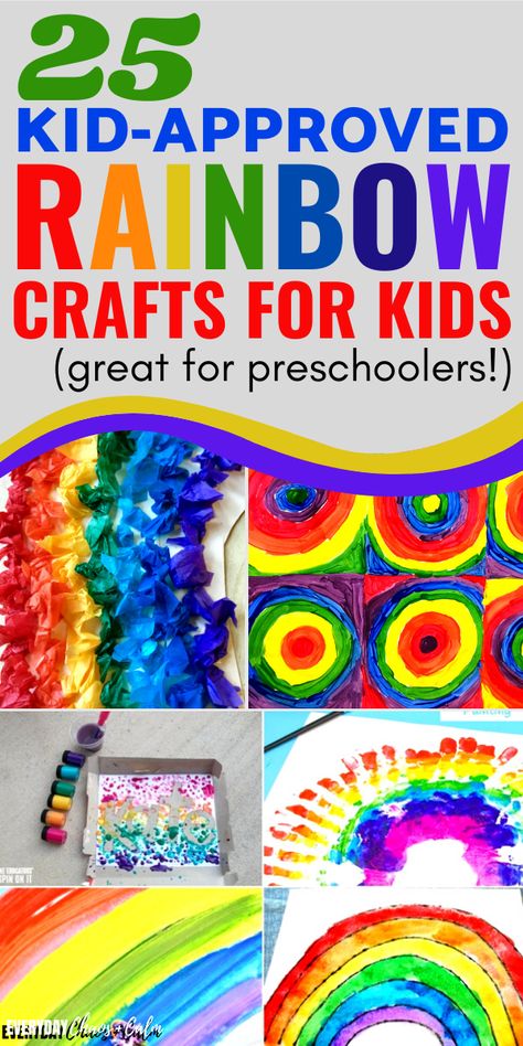 Kids love colors and rainbows! Try one of these 25 fun rainbow crafts for preschoolers (or toddlers!). They are a great way to teach and learn the colors and the colors of a rainbow! Many are sensory activities or arts and crafts activities. Paint A Rainbow Preschool, Rainbow Fun Activities, Kindergarten Rainbow Craft, Rainbow Ideas For Preschoolers, Color Art Activities Preschool, Pre K Rainbow Crafts, Rainbow Crafts For Kindergarten, How The Crayons Saved The Rainbow Craft, Colors Of The Rainbow Preschool