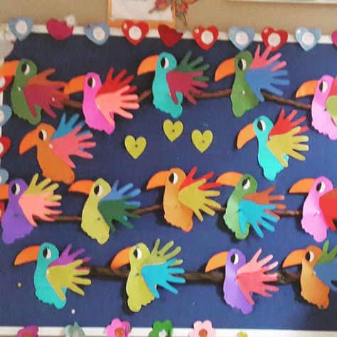 Crafts,actvities And Worksheets For Preschool,toddler And Kindergarten Handprint Parrot, Rainforest Crafts, Parrot Craft, Jungle Crafts, Print Crafts, Bird Craft, Spring Crafts For Kids, Free Bird, Bird Crafts