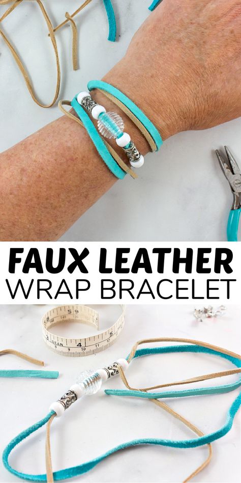 Suede Bracelet Diy Tutorials, Beaded Leather Bracelet Tutorial, Diy Leather Rings, Diy Leather And Bead Bracelet, Suede Bracelet Diy, Leather Wrap Bracelet Tutorial, Leather Bracelet Diy, Faux Suede Bracelets, Cord Bracelet Diy