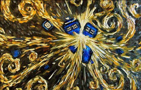 Community: 15 Pop Culture Riffs On Van Gogh Tardis Van Gogh, Wallpapers Night, Doctor Who Wallpaper, Doctor Who Art, Doctor Who Tardis, The Tardis, Eleventh Doctor, Van Gogh Paintings, Wibbly Wobbly Timey Wimey Stuff