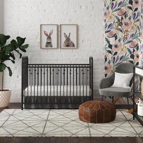 Little Seeds Monarch Hill Ivy Crib & Reviews | Wayfair Metal Crib, Metal Baby, Vintage Nursery Decor, White Crib, Wrought Iron Furniture, Adjustable Mattress, Baby Trend, Vintage Nursery, Convertible Crib