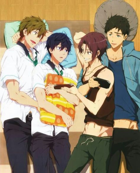 Mako Haru Rin Sousuke Free! Anime Rin, Free Makoto, I Love Swimming, Rin Matsuoka, Haruka Nanase, Makoto Tachibana, Free Eternal Summer, Free Iwatobi Swim Club, Free Iwatobi