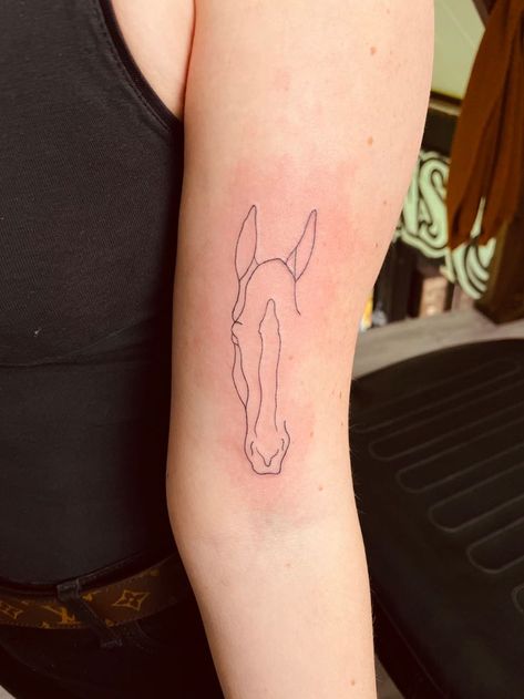 Fine line tattoo | Rib tattoos for women, Mandala tattoos for women, Minimalist tattoo small Simplistic Horse Tattoo, Cool Horse Tattoos, Horse Tattoo Line Art, Line Art Horse Tattoo, Tattoo Horse Ideas, Western Line Tattoo, Small Tattoos Horse, Horses Tattoo Ideas, Horse Memory Tattoo