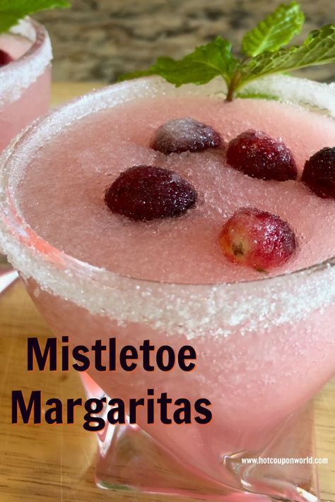 Mistletoe Margaritas - Frozen Holiday Cranberry Margaritas Christmas Frozen Drinks, Christmas Drinks With Cranberries, Christmas Party Drinks For A Crowd, Rumple Minze Drinks Recipe, Christmas Margarita Pitcher, Christmas Margaritas For A Crowd, Christmas Frozen Margarita, Frozen Holiday Drinks, Christmas Mistletoe Margarita Recipe