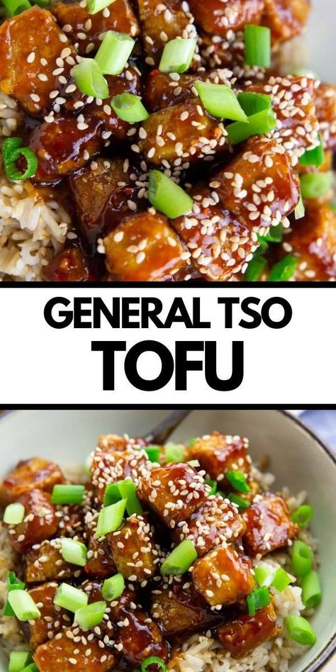 Firm Tofu Recipes, Recipe Chinese Food, Vegan Chinese Food, General Tso Tofu, Sticky Tofu, Easy Tofu, Tofu Recipes Easy, Vegan Chinese, Chinese Chicken Recipes