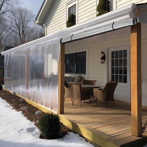 Waterproof Outdoor Curtains, Decorate Hot Tub Area, Screen Panels For Porch, Porch Enclosure Ideas For Winter, Backyards On A Budget, Paddle Court, Garden Pergola Ideas, Rv Shades, Screened In Back Porch Ideas